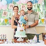 Kriovoa Happy Birthday Banner & Balloons Set for Girls - Green Pink view 5