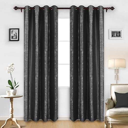Amazon Com Deconovo Room Darkening Jacquard Bark Pattern 84 Inch