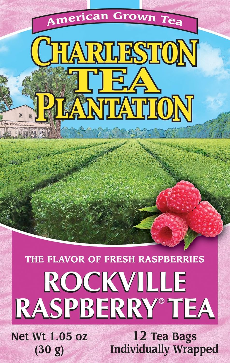 Charleston Tea Plantation American Classic Pyramid Teabags, Rockville Raspberry, 12 Count, 1.05 Oz