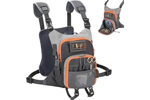 QulayQualy Lightweight Fly Fishing Chest Pack, Multi-Compartment Small Fishing Tackle Bag, Holds 4 Tackle/Fly Boxes, Durable 