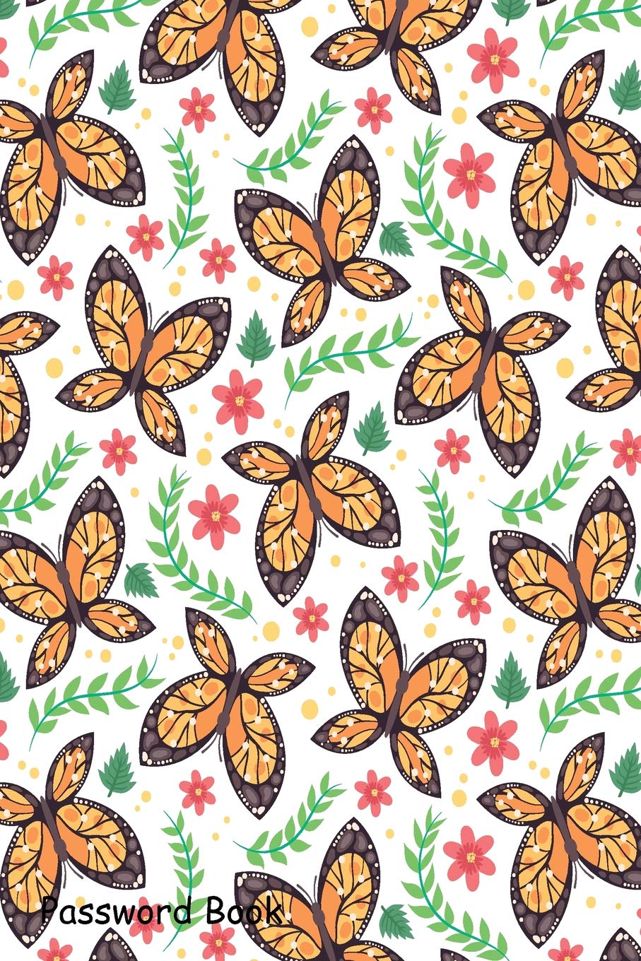 Password Book: Include Alphabetical Index With Butterflies Design