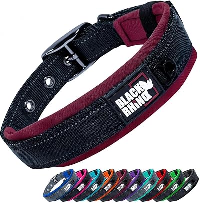 Black Rhino The Comfort Collar Ultra Soft Neoprene Padded Dog Collar XL Burgundy