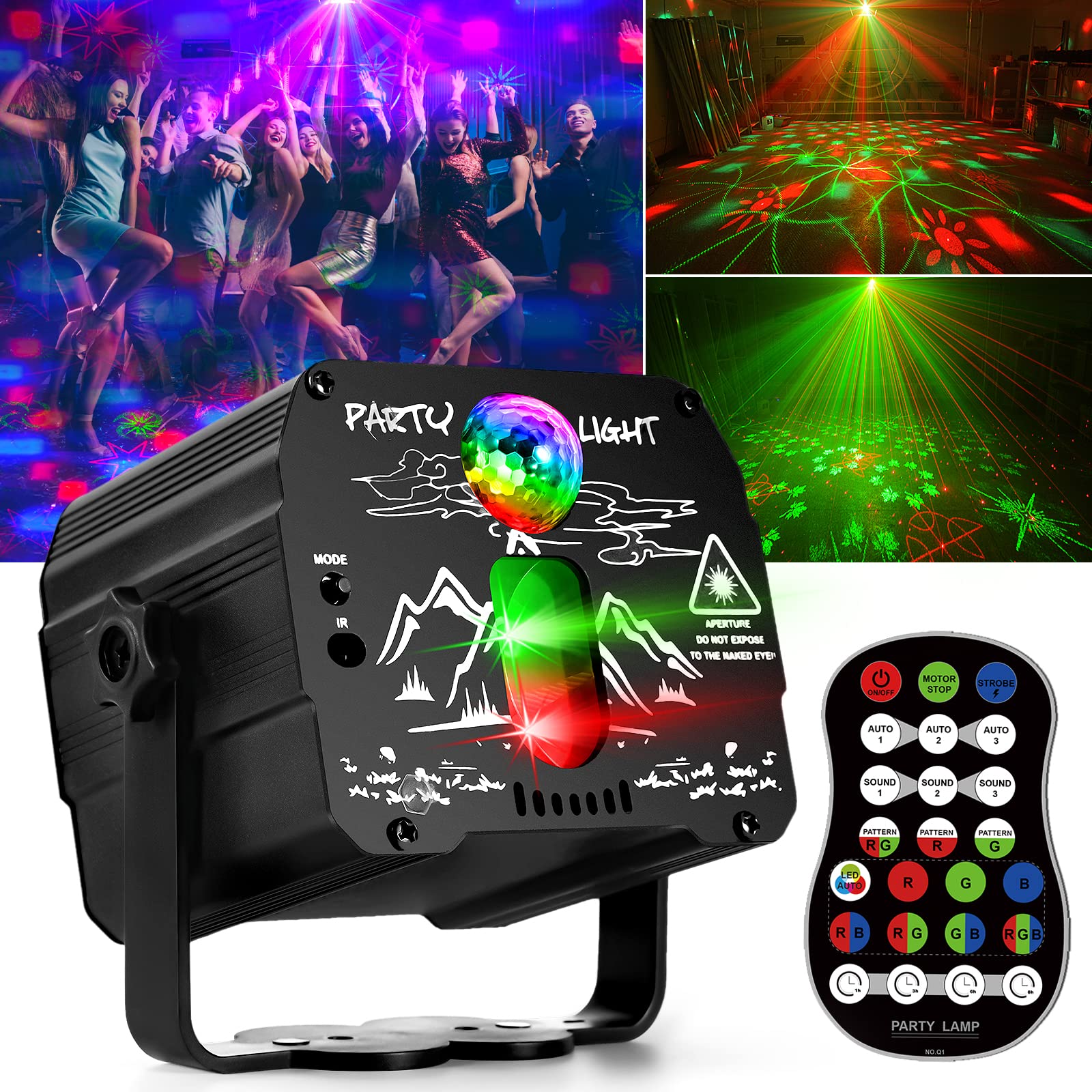 Photo 1 of Laser Lights for Party, Disco Ball DJ Lights - Sound Activated Strobe Light, RGB Backgrounds Light for Glow Party Rave, Party Rave Light for Halloween Birthday Club Christmas Xmas Lights