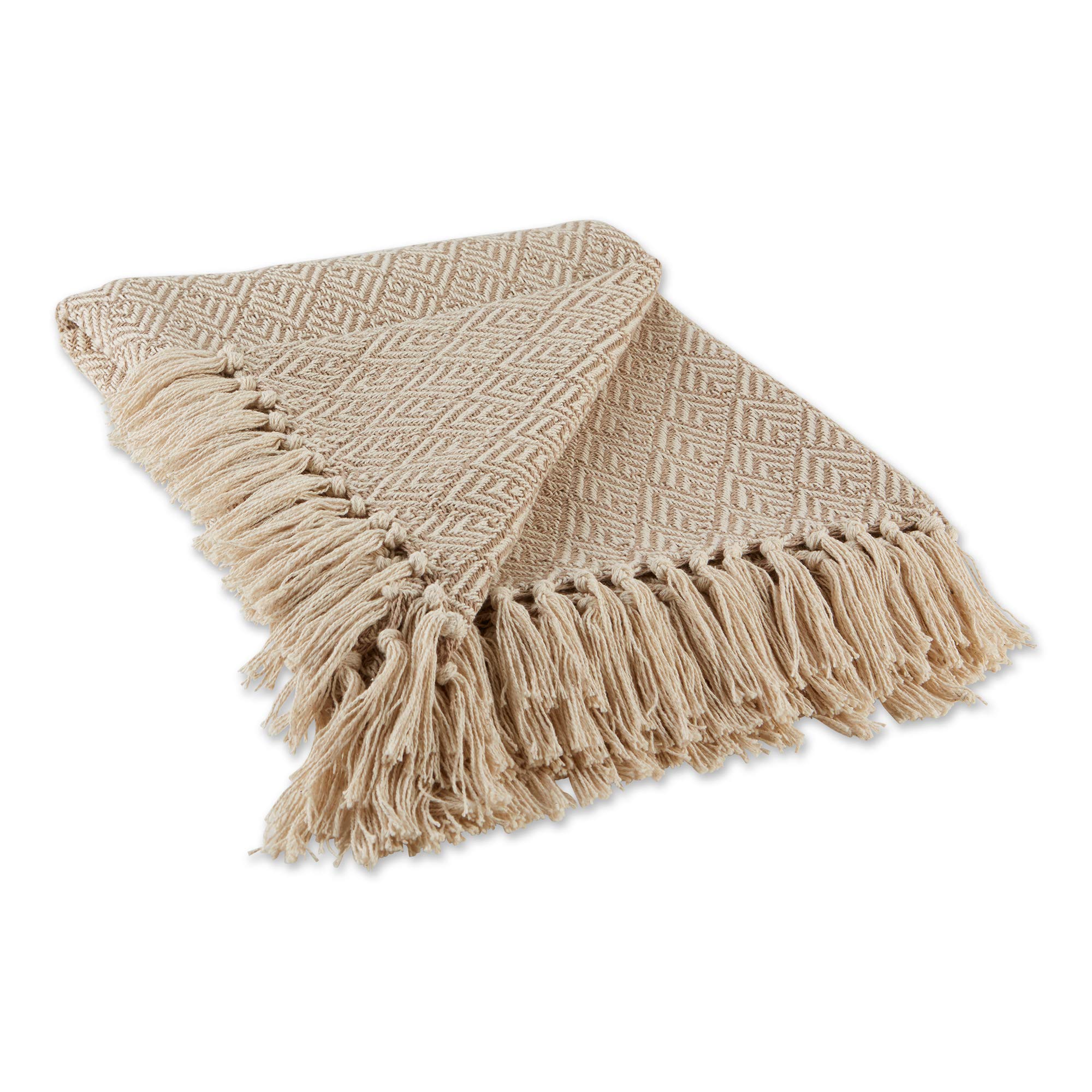Photo 1 of DII Diamond Throw Collection Cotton Woven, 50x60, Stone