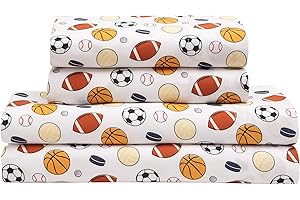 MALLARY BY MATTHEW Kids Super-Soft 100% Microfiber Print Sheet, Sports, Full