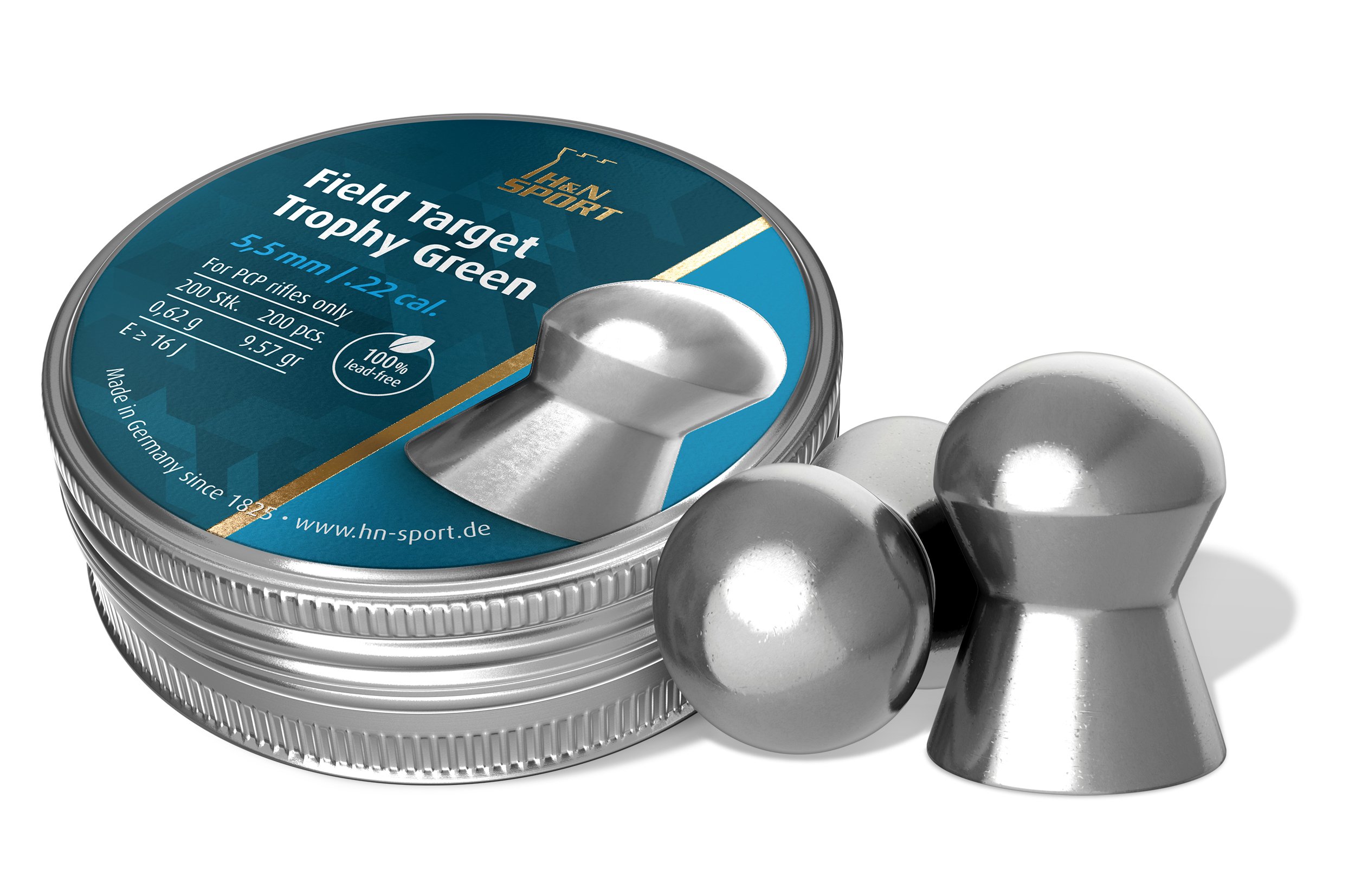 H&N Field Target Trophy Green, Domed Airgun Pellets .22 Caliber / 10.03