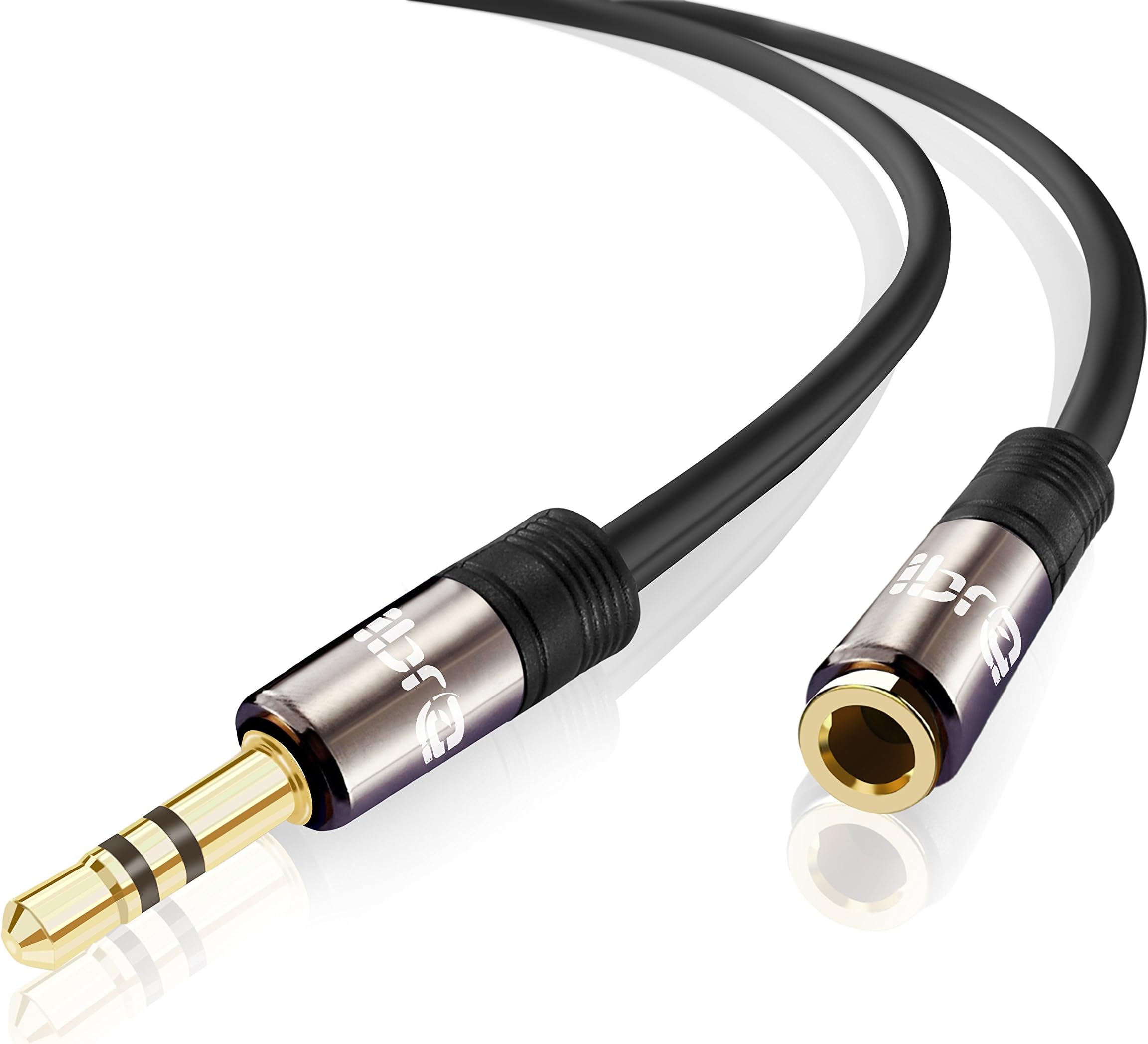 IBRA® 3m Stereo Jack Extension Cable 3.5mm Male > 3.5mm Female - Gun Metal Range