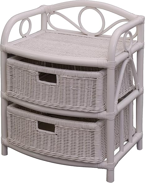korb.outlet Regal aus echtem Rattan Farbe Weiss, Rattan-Kommode
