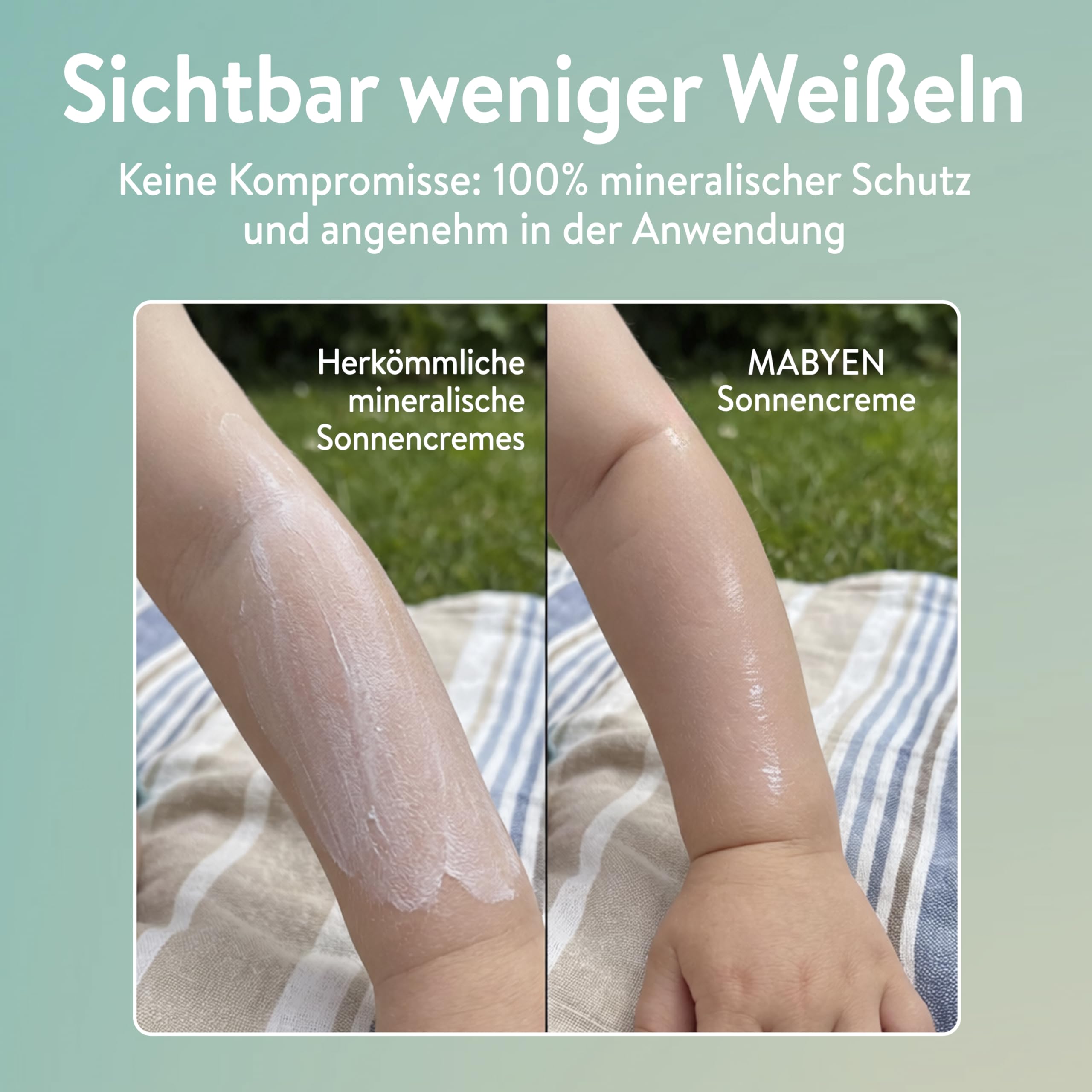 MABYEN 100% Mineralische Sonnencreme Baby & Kids LSF 50, 100ml – UVA/UVB-Filter, Kein Weißeln, Sofort-Schutz ohne Einwirkzeit – wasserfest, parfümfreie Naturkosmetik, vegan 5