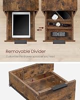 VASAGLE Slim Side Table with Charging Station Rustic Brown Black LET326B01 view 6
