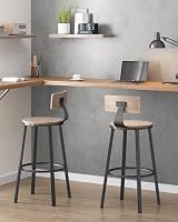 VASAGLE Bar Stools Set of 2 with Backrest 73 cm Tall Greige Black LBC026B02 view 3