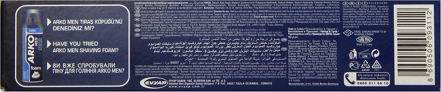 Arko Cool Menthol Shaving Cream, Blue, 100 gram, 100 g (Pack of 1) - Image 3