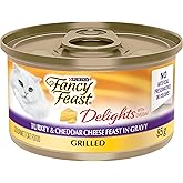 Fancy Feast Delights with Cheddar Wet Cat Food, Grilled Turkey & Cheddar Cheese Feast - 85 g Can (24 Pack)