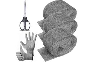 Apalie 3 Pack Steel Wool Mice Control 3.2"x10.5Ft Hole Filler, for Home & Garage, DIY Bundle with Gloves & Scissors