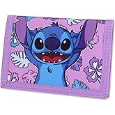 Disney Stitch Wallet for Kids, Girls Small Cool Canvas Trifold with Card Holder and Coin Pouch - Perfect Lilo & Stitch accessories for Girls, Teenagers and Adorable Angel Stitch Stuff. (Purple)