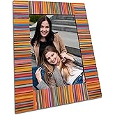AMHGLW Retro Colorful Wooden Picture Frame For 5"X7" Photo - Ethnic Style Frame Tabletop Display, Christmas Gifts For Friends & Families, Farmhouse Home & Office Decorations(Vertical)-A04
