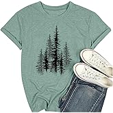 Women Hiking Mountain T Shirt Funny Pine Tree Graphic Tee Summer Outdoor Workout Soft Short Sleeve Close to Nature T-Shirts