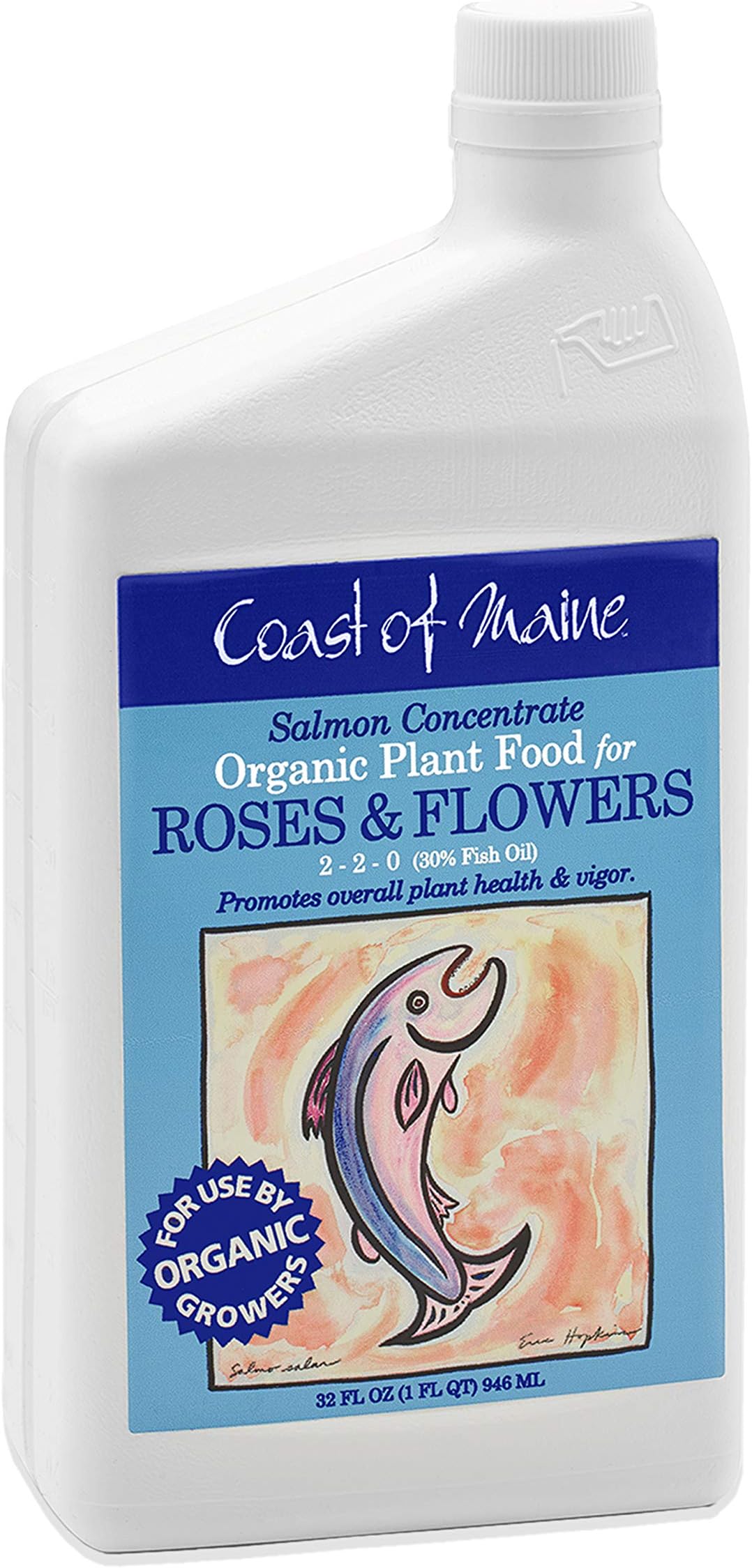 Coast of Maine - Salmon Concentrate, Organic Plant Food for Roses and Flowers, 2-2-0 NPK (1 FL QT)