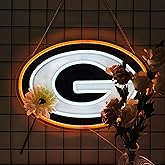 Football Team Neon Sign, Cool Dimmable Light Up Football Team Green Neon Wall Decor Art USB Light Up Sign Gift Bedroom Man Cave Game Room Home Bar Party Shop Decoration for Kids Boys Birthday Christmas Gift (Paker)