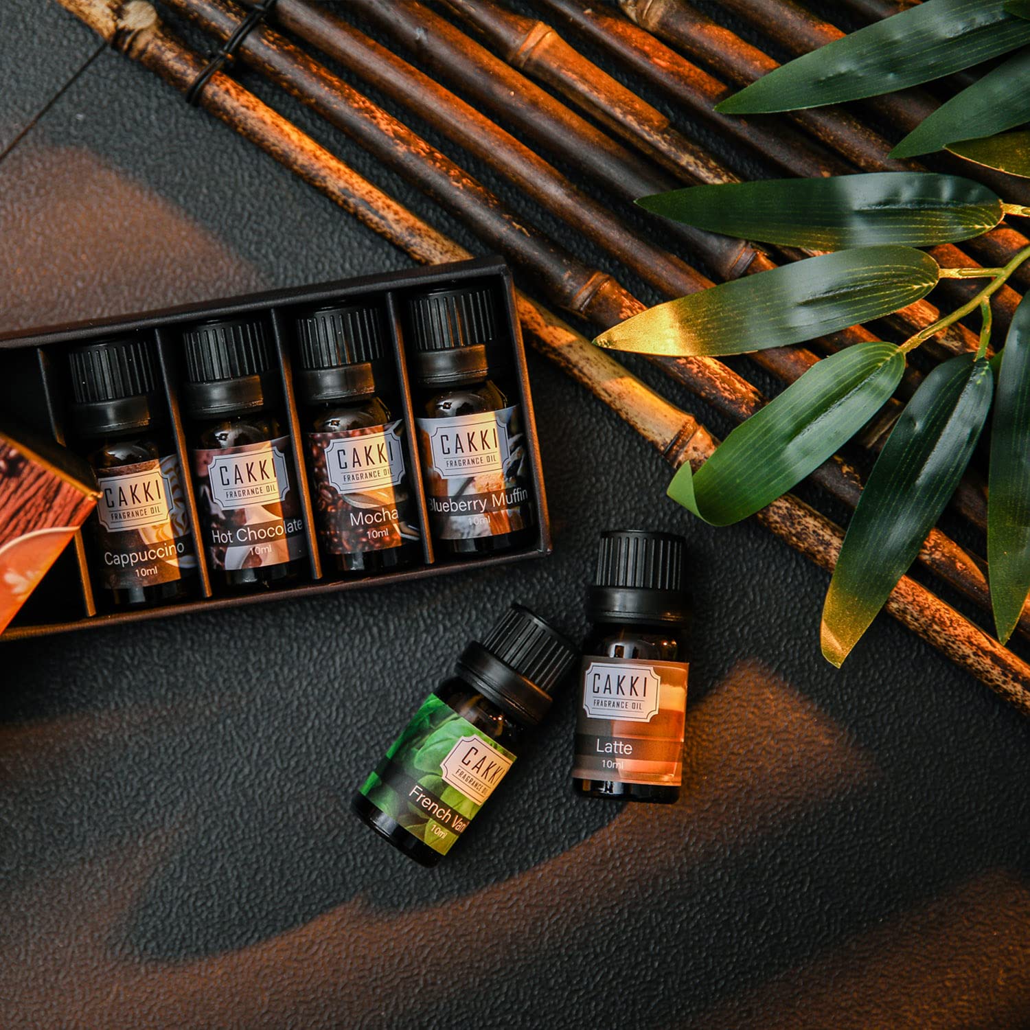 Coffee Essential Oils Set for Diffuser, 6 x10ml, Cakki Fragrance Oils Gift Set with Mocha, Latte, Cappuccino, Hot Chocolate, Vanilla, Oatmeal Latte. for Candle Making