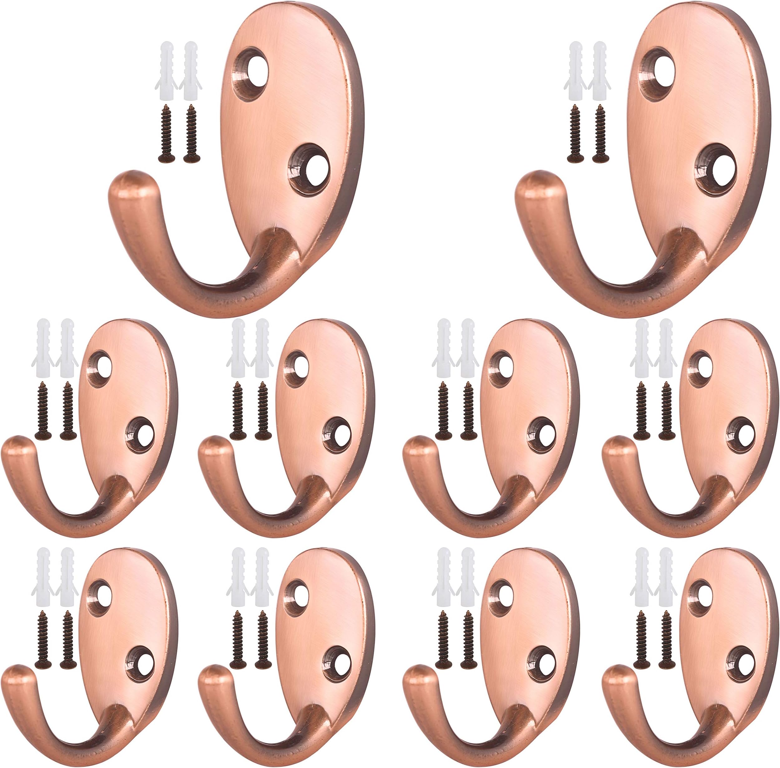 WEBI Single Prong Hook Robe Metal Coat Hat Hook Wall Hooks for Bath Towel Closet Clothes Rail Garment, Wall Mount Entryway,10 Packs,Antique Copper