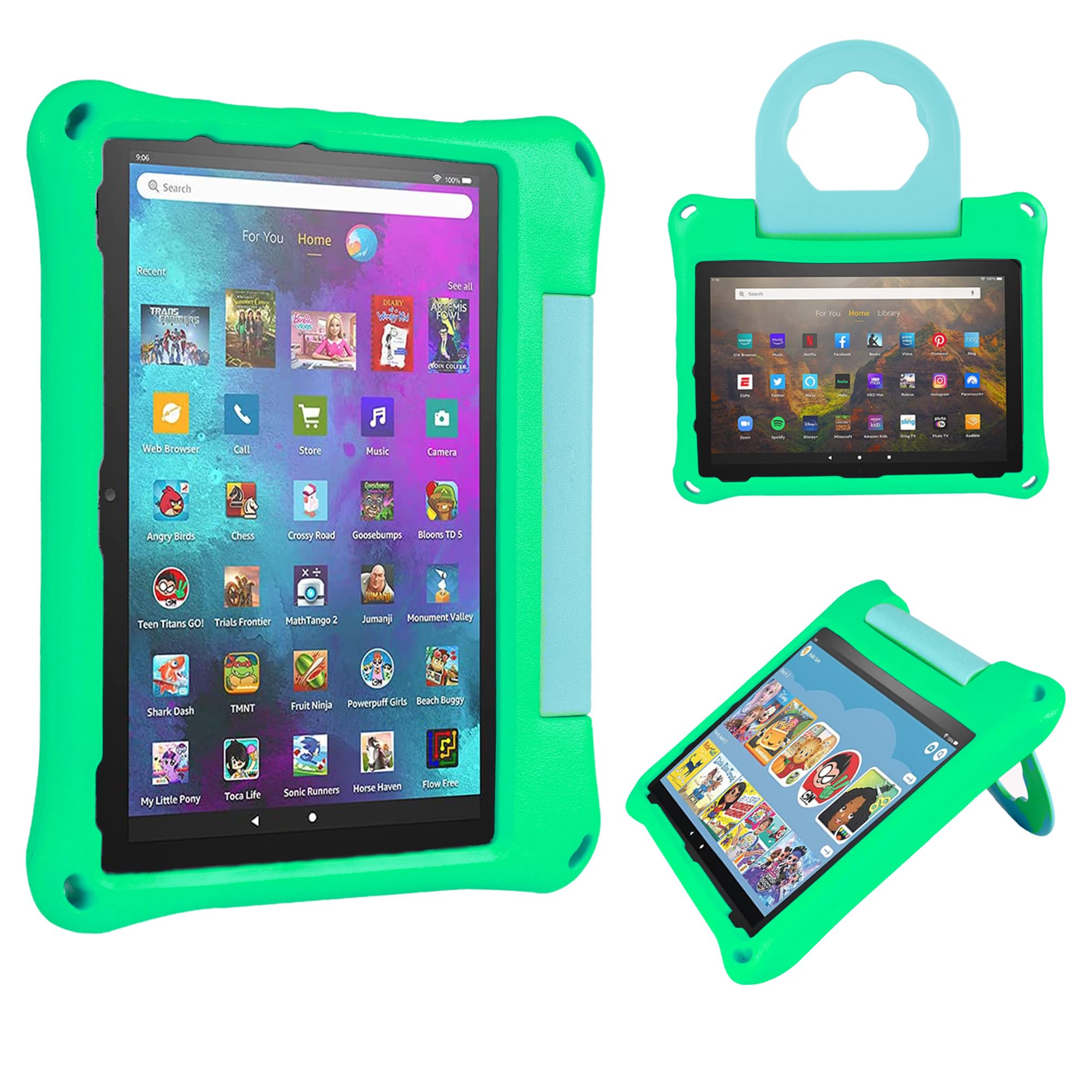 View 1 of 2023 New 10in Tablet Case for Kids(2021/2023 Release 11/13th Generation),OQDDQO Light Weight Anti Slip Shockproof Kids Friendly Case for 10 inch Table Not Compatible ipad Tablet(Green)
