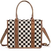 Checkered Tote Bag for Women - Plaid Handbag Checkerboard Crossbody Shoulder Bag Trendy Checkered Tote Purse