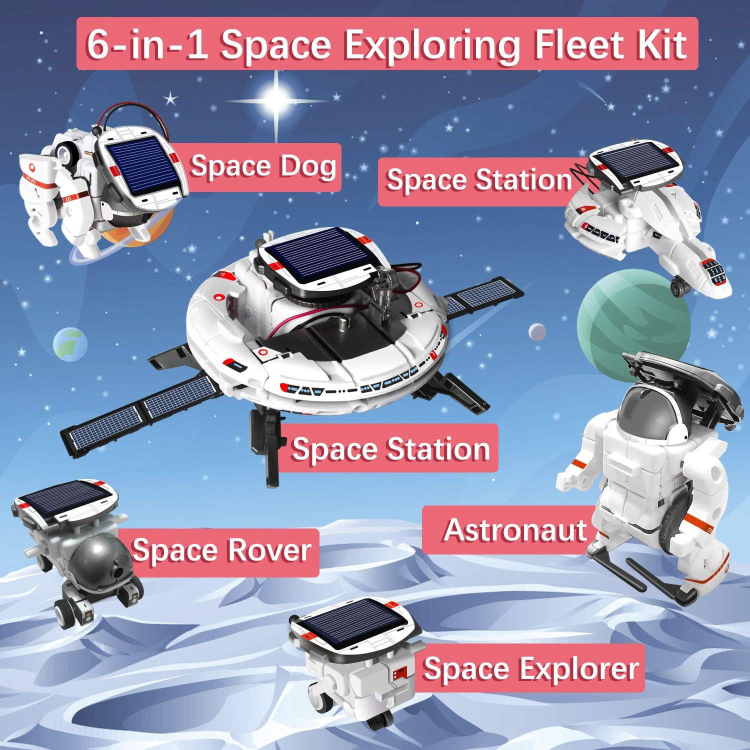 Sillbird 6 in 1 STEM Solar Robot Toys Kit for Kids, Educational Space ...