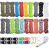 WEREWOLVES 550 Paracord Kit - Survival Parachute Cord DIY Weaving Craft Tool Kit with Buckles, Key Rings, Carabiner, Whistle,