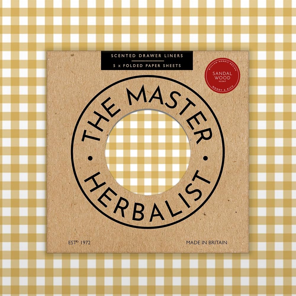 The Master Herbalist Scented Drawer Liners, 5 Sheets, Sandalwood, UK Made