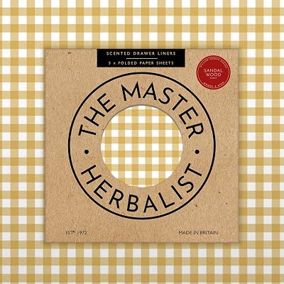 The Master Herbalist Scented Drawer Liners, 5 Sheets, Sandalwood, UK Made