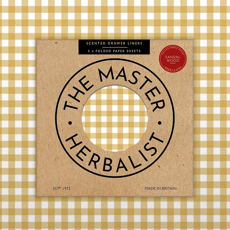 The Master Herbalist Scented Drawer Liners, 5 Sheets, Sandalwood, UK Made