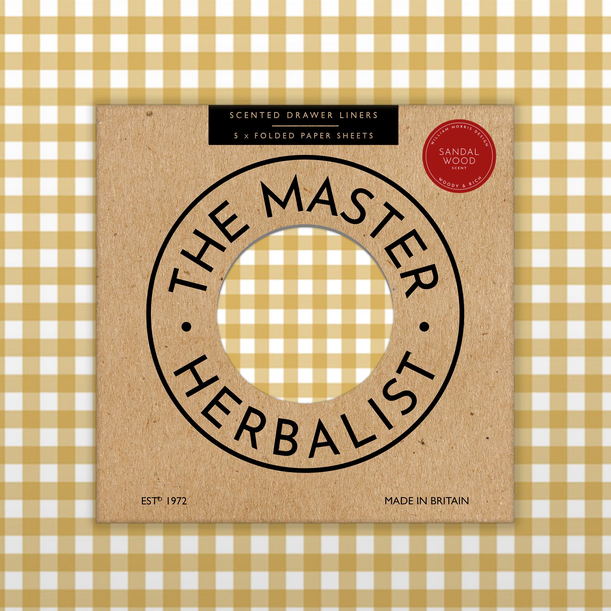 The Master Herbalist Fragrant Scented Drawer Liners (Folded) | Pack of 5 Sheets | Contains Essential Oils | Made in The UK (Sandalwood, Folded)