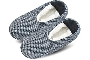 VAGUKU Mens Cozy Soft Sole Slipper Socks With Non Skid Bottoms, Warm Slipper Socks With Grippers For Men, Fuzzy House Slippers