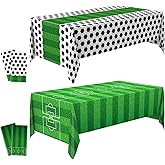 Buryeah 4 Pcs Soccer Themed Tablecloths 54 x 108 Inches Disposable Plastic Football Table Cover Supplies Rectangular Game Day Tablecloth Field for Soccer Tailgate Sports Party Decorations