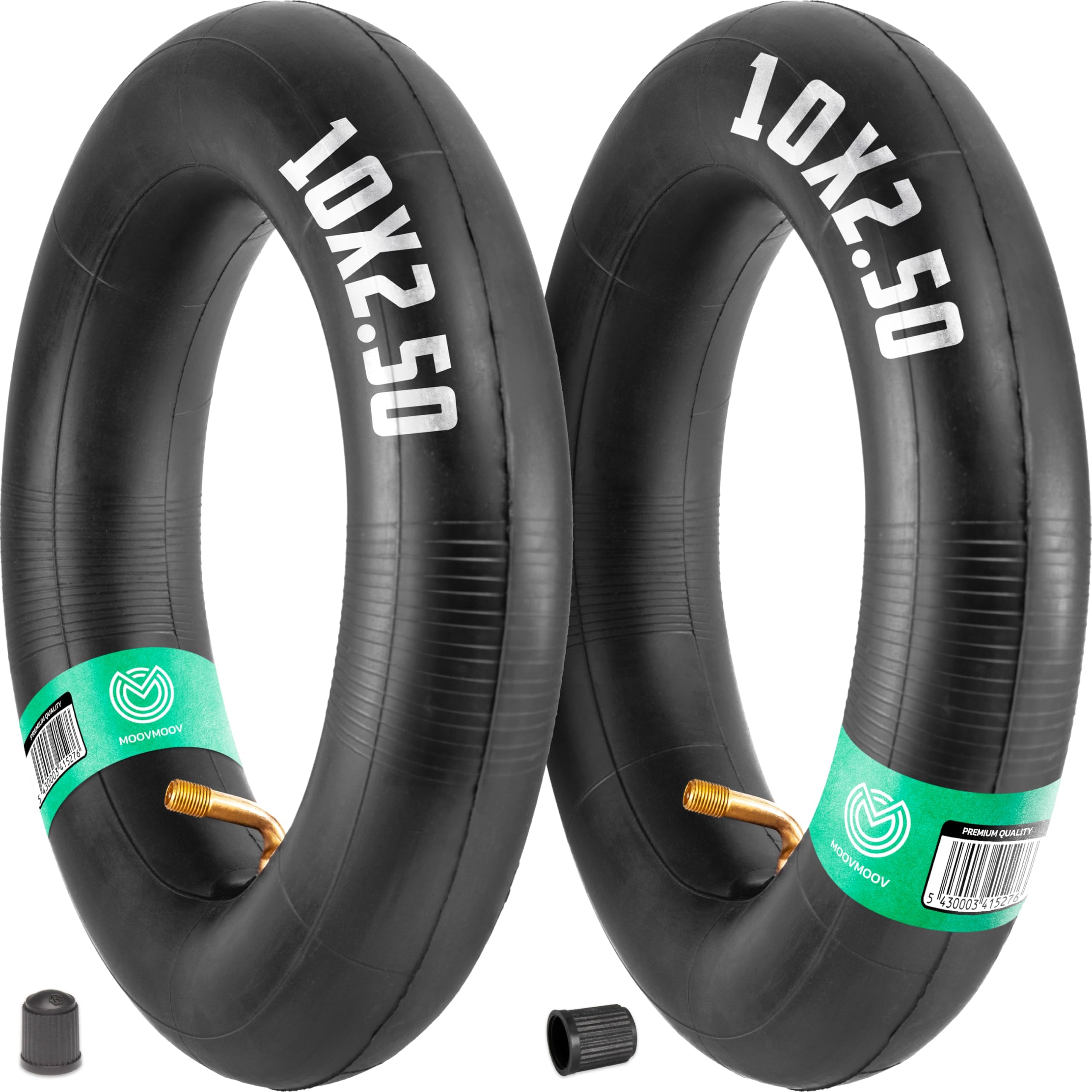 MOOVMOOV 2-Pack 10x2.50 Inner Tube for Electric Scooter with 90/90 Bent Valve - Double Thickness & Anti-Slip Rubber Tyre - 10 inch Tube compatible with 10x3.0 Tyre or 80/65-6 Tyre