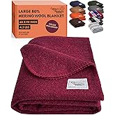 Woolly Mammoth Merino Wool Blanket, Fall Camping Blanket, 66"x90" Mulberry | Military Style Heavy Wool Blankets for Survival &amp; Sleep - Bushcraft, Car &amp; Camp Blanket - Thick &amp; Washable Outdoor Blanket