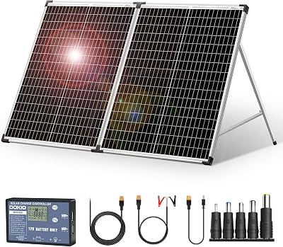 DOKIO 100W Foldable Portable Solar Panel 12V Monocrystalline Suitcase