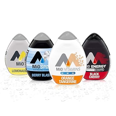 Mio Liquid Water Enhancer Variety Pack, 1 Orange Tangerine, 1 Energy Black Cherry, 1 Lemonade, 1 Sport Berry Blast, 4 CT