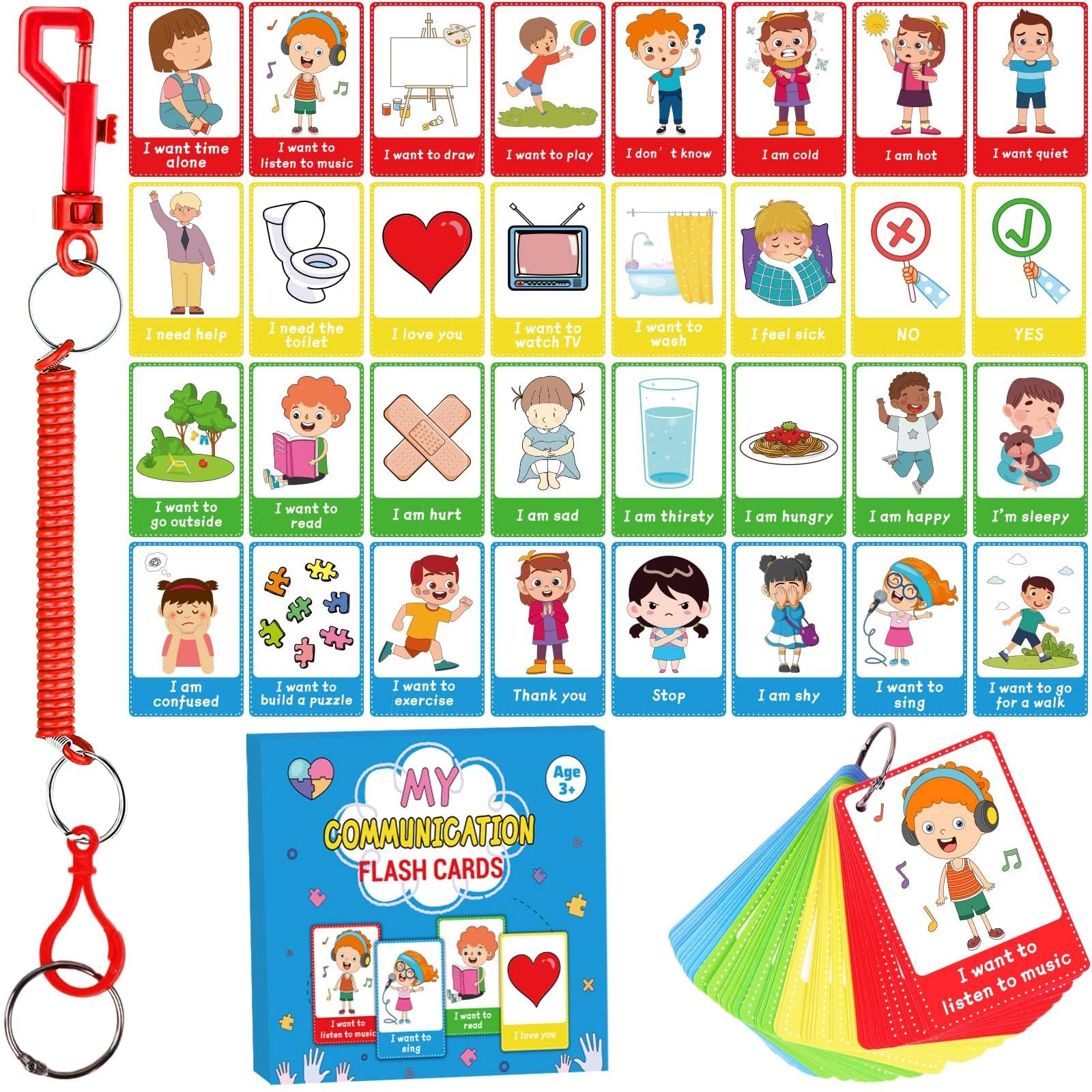 Photo 1 of 90PCS Autism My Behaviour Communication Cards for Speech Delay Children and Adults Special Needs Visual Aid Language Learning Cue Card Special Ed Feelings Emotions Flash Cards for Autism Communication