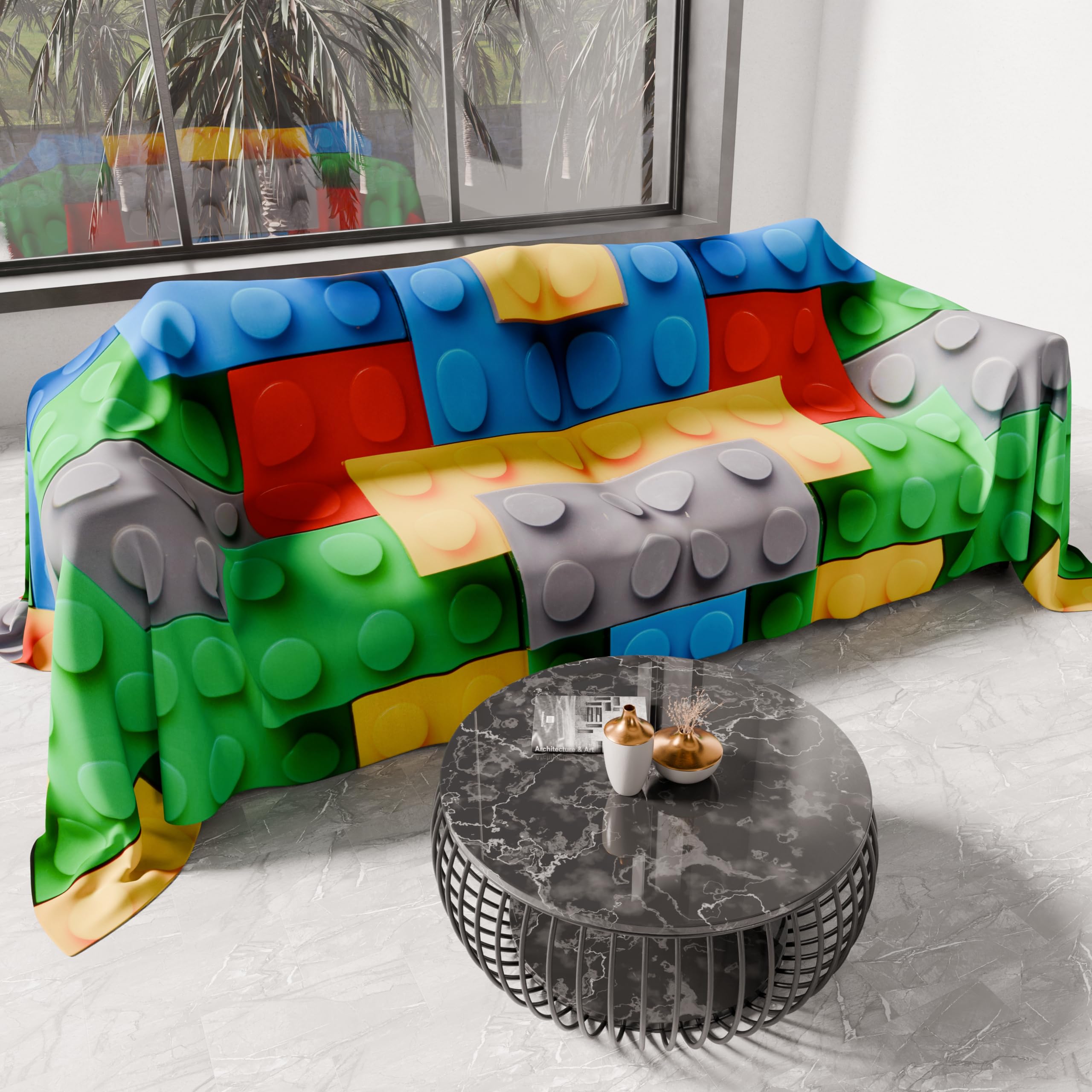 PETTI Artigiani Italiani - Spring Summer Double Bedspread, Lightweight Double Blanket, Bedspread, Bricks 100% Made in Italy