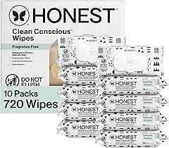 The Honest Company Clean Conscious Multi-Use Wipes, Unscented Hypoallergenic Baby Wipes for Sensitive Skin, 99% Water Plant-B