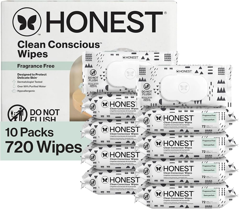 The Honest Company Multi-Use Baby Wipes, Pattern Play, 720 Count | Baby Wipes, 720 Ct. Hypoallergenic, Fragrance-Free, Plant-