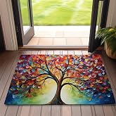 Tree of Life Welcome Door Mat,Colorful Abstract Doormat for Outside Entrance Home Decor,Non-Slip Carpet Rugs with Felt Entryway Mat for Patio Indoor Front 17