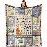 Qotuty Cat Lover Gifts for Women, Cat Mom/Lady Gifts, Cats Presents for Women for Birthday, Blanket with Cats on It, Soft Throw Blanket 50"x60"