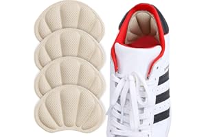 Huethy Back of Heel Cushion Inserts, Mesh Grips Pads for Boots, Loose Shoes Too Big, Reusable Adhesive Heel Guards Liners for Women Men, Improve Shoe Fit, 4PCS-Beige
