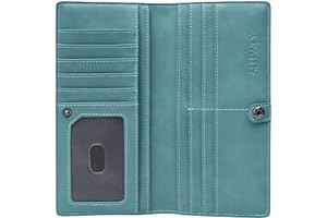 Alldaily Ultra Slim Thin Women Wallet RFID Blocking Credit Card Holder Bifold Long Ladies Billfold (Purist Blue)