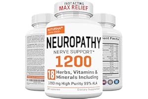 NUTURNA Neuropathy Support Supplement with 1200 mg HP-99 Alpha Lipoic Acid - Max Strength ALA Nerve Formula for Feet Hands Fingers Legs - Ultra Potent 18 in 1 Natural Peripheral Nerve Vitamins - 180 Capsules