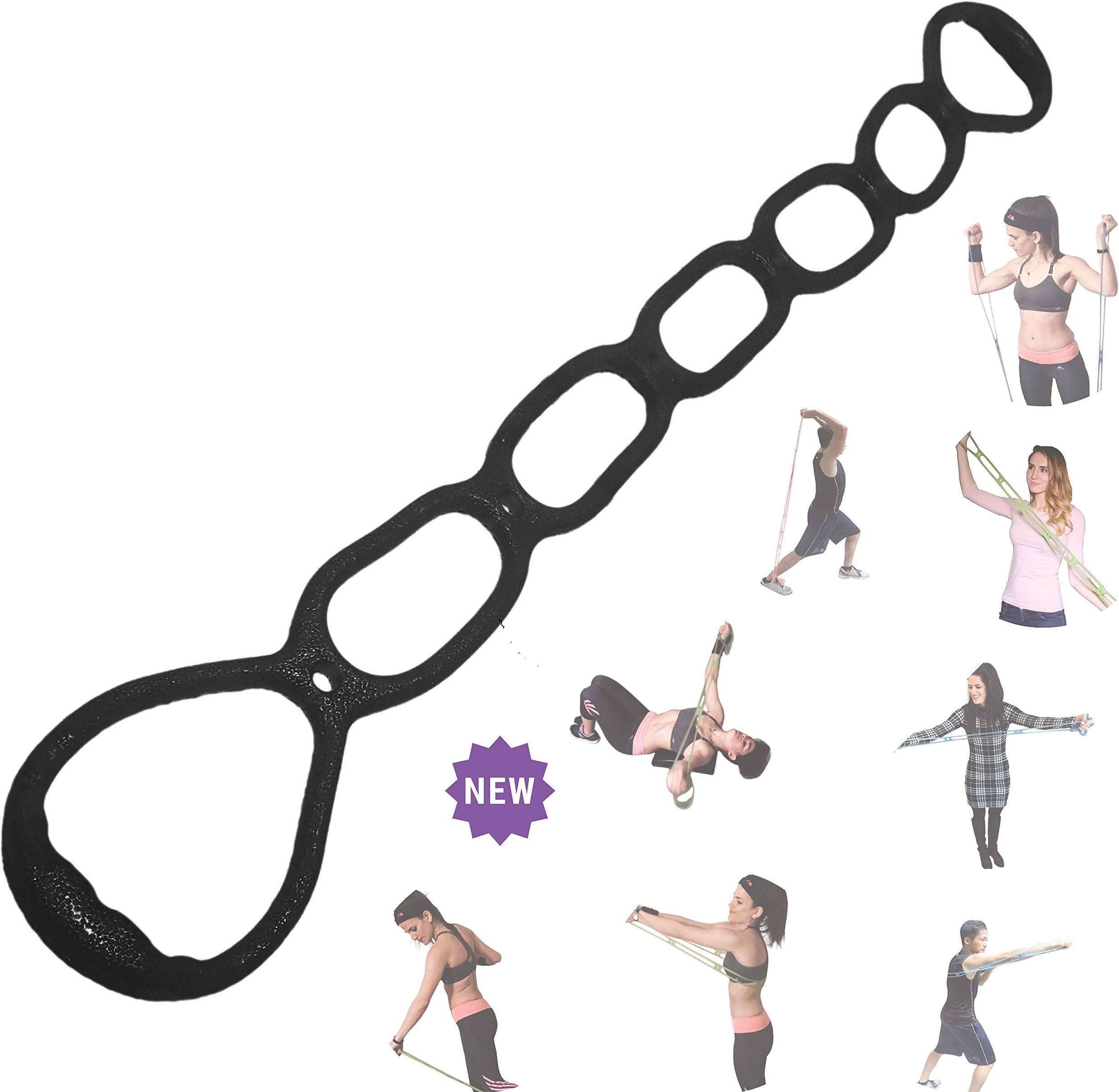 FOMI 7 Ring Stretch and Resistance Exercise Band | Back, Foot, Leg, and Hand Stretcher, Arm Exerciser | Portable | for Home or Fitness Center Workout, Physical Therapy