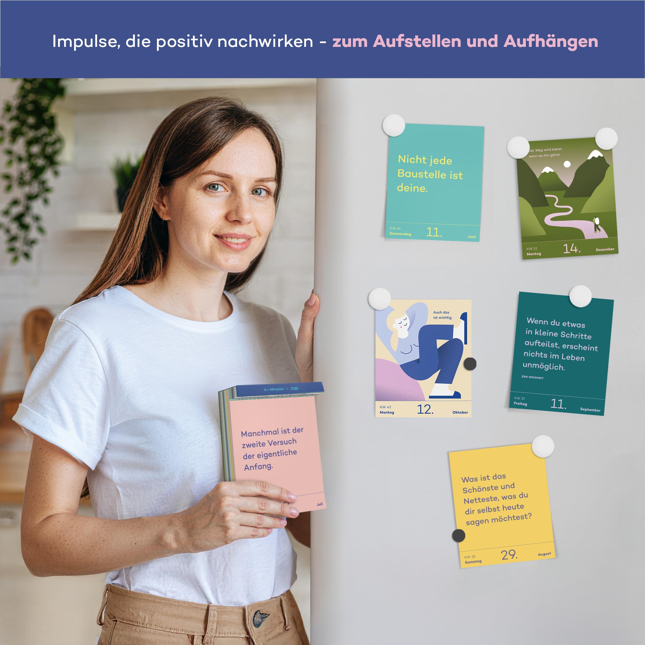 6-Minuten® Abreisskalender 2026 täglich – Achtsamkeitskalender 2026 – 365 Glücksimpulse & Sprüche im Tageskalender – Abreißkalender zum Aufstellen oder Aufhängen 4